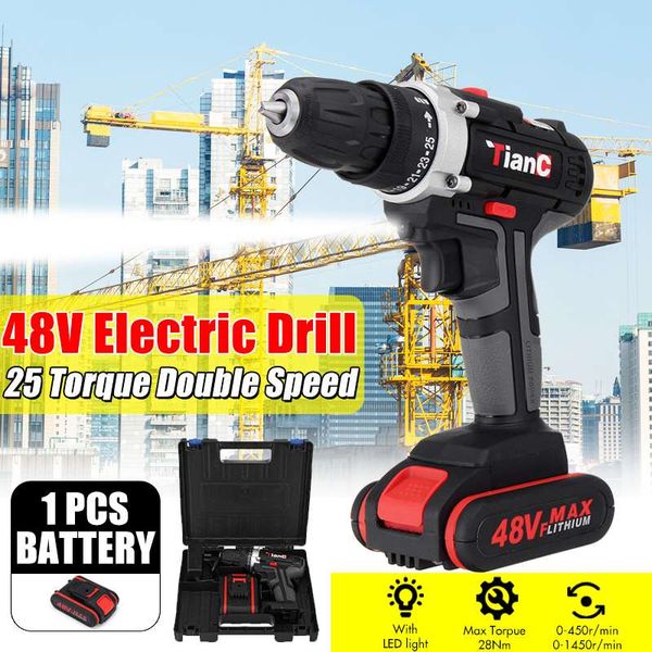 48v 2 speed cordless drill electric screwdriver mini wireless power driver dc with 1/2pcs lithium-ion battery&led light
48v 2 speed cordless drill electric screwdriver mini wireless power driver dc with 1/2pcs lithium-ion battery&led light