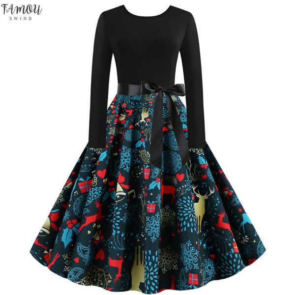 christmas dress women vintage elk print long sleeve 1950s housewife evening party dresses elegant high waist sundress vestidos, Black;gray
christmas dress women vintage elk print long sleeve 1950s housewife evening party dresses elegant high waist sundress vestidos, Black;gray
