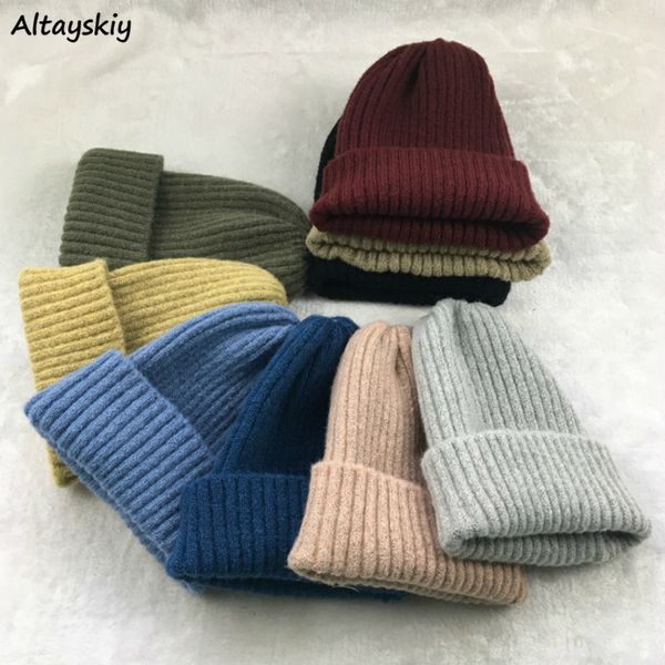 beanies women knitted all-match korean style students solid soft warm womens casaul autumn winter trendy girls harajuku chic, Blue;gray