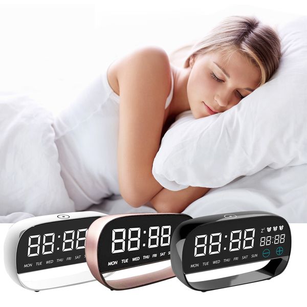 температура usb стильная зеркальная поверхность из алюминиевого сплава будильник цифровой уф 12 / 24ч дисплей сенсорный функция повтора