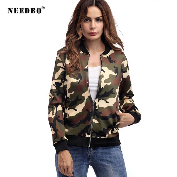 women's jackets needbo jacket woman arrival spring autumn print camouflage female coat casual slim stand collar bomber biker, Black;brown
women's jackets needbo jacket woman arrival spring autumn print camouflage female coat casual slim stand collar bomber biker, Black;brown