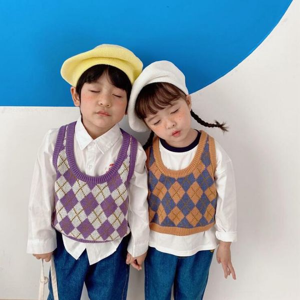 2020 new girls boys knitted plaid sweater spring fashion kidsvest 1-6 years hj386, Blue
2020 new girls boys knitted plaid sweater spring fashion kidsvest 1-6 years hj386, Blue