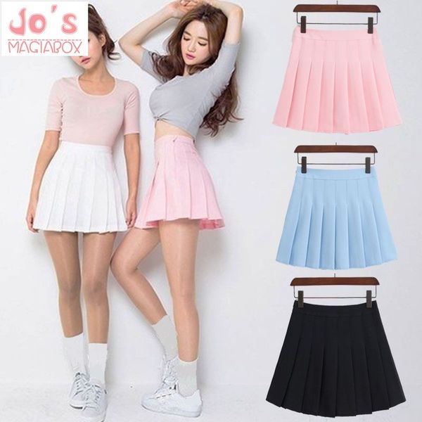 new spring high waist ball pleated skirts harajuku denim skirts solid a-line sailor skirt plus size japanese school uniform, Black 
new spring high waist ball pleated skirts harajuku denim skirts solid a-line sailor skirt plus size japanese school uniform, Black