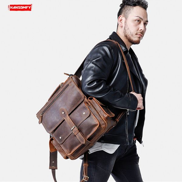 2019 new layer leather men's backpack retro genuine leather shoulder bag men fashion travel portable computer backpacks
2019 new layer leather men's backpack retro genuine leather shoulder bag men fashion travel portable computer backpacks