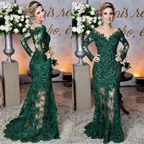 2019 new dark green formal lace evening dresses long sleeves sheer neck beading mermaid sweep train sheer prom party special occasion gowns, Black;red
2019 new dark green formal lace evening dresses long sleeves sheer neck beading mermaid sweep train sheer prom party special occasion gowns, Black;red