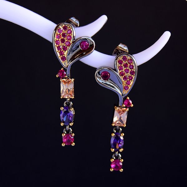purple crystal cz dangle earrings heart design jewellery gun black plated jewelry brass drop earring for women, Silver
purple crystal cz dangle earrings heart design jewellery gun black plated jewelry brass drop earring for women, Silver