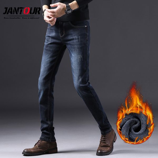 winter men's warm jeans men classic style thicken denim elastic slim fit jean pants male brand fleece casual business trousers, Blue
winter men's warm jeans men classic style thicken denim elastic slim fit jean pants male brand fleece casual business trousers, Blue