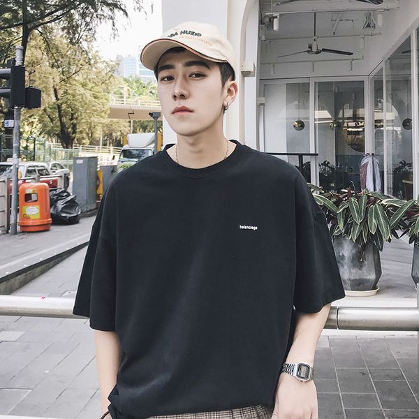 short-sleeved t-shirt men's tide brand summer men's clothing hong kong style casual loose half sleeves oversized t shirt, White;black
short-sleeved t-shirt men's tide brand summer men's clothing hong kong style casual loose half sleeves oversized t shirt, White;black