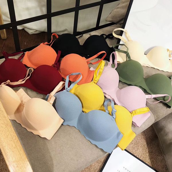 bras seamless candy color push up thin underwear soft gather brassiere comfort for women solid breathable lingerie, Red;black
bras seamless candy color push up thin underwear soft gather brassiere comfort for women solid breathable lingerie, Red;black