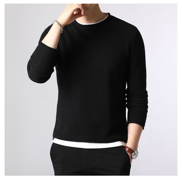 men's sweaters autumn winter long-sleeved sweater round neck trend loose 1129, White;black
men's sweaters autumn winter long-sleeved sweater round neck trend loose 1129, White;black