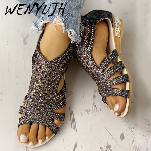 women shoes sandals summer low heel shoes bling pu leather gladiator luxury women designers zapatos de mujer 2020, Black
women shoes sandals summer low heel shoes bling pu leather gladiator luxury women designers zapatos de mujer 2020, Black