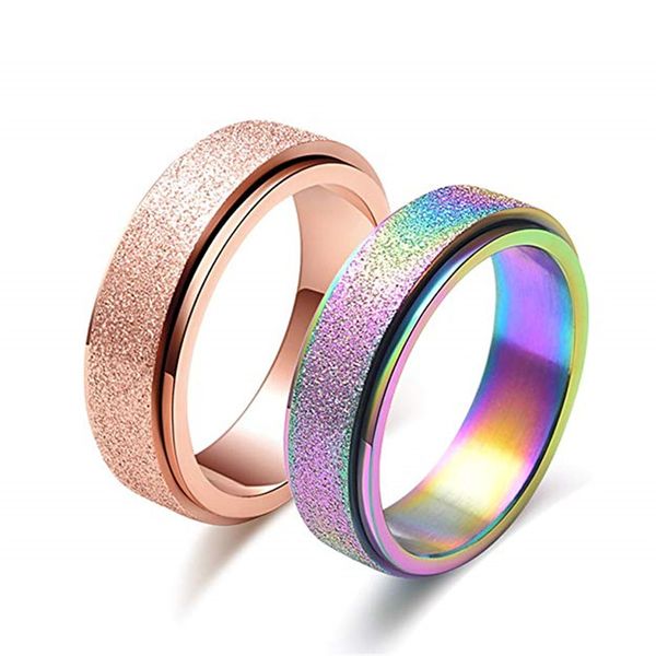 rainbow ring women's 6mm fashion stainless steel spinner ring sand blast finish, Silver
rainbow ring women's 6mm fashion stainless steel spinner ring sand blast finish, Silver