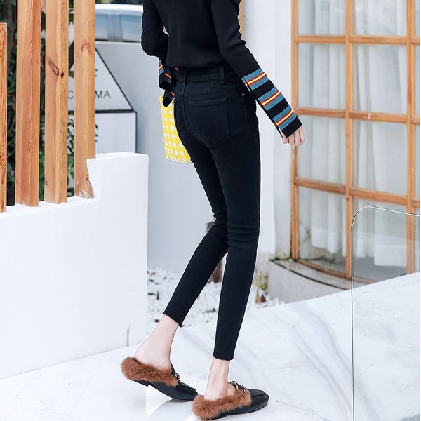 2018 spring and autumn new style black and white with pattern tight-fit jeans women's skinny flash high-waisted korean-style sli, Blue
2018 spring and autumn new style black and white with pattern tight-fit jeans women's skinny flash high-waisted korean-style sli, Blue