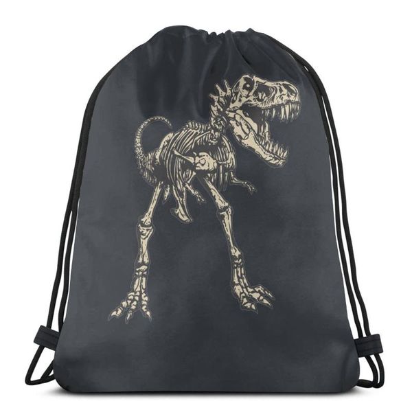 t-rex skeleton drawstring bags gym bag