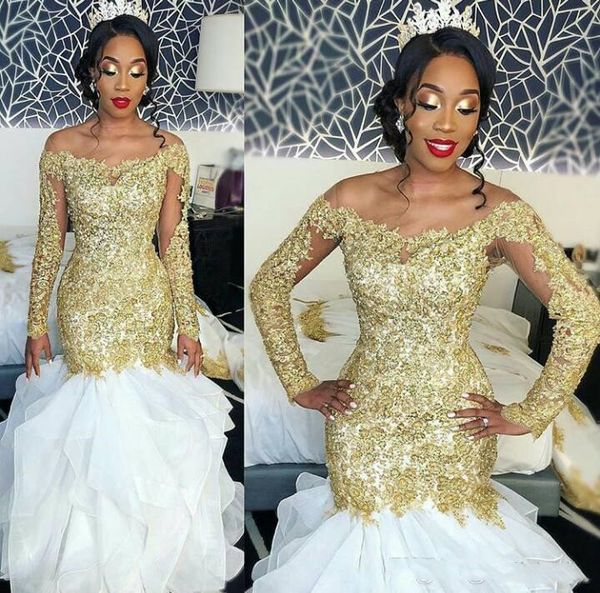 black girl vintage gold lace long sleeve princess mermaid wedding dress bridal gowns african vestido de casamento wedding dresses md102, White
black girl vintage gold lace long sleeve princess mermaid wedding dress bridal gowns african vestido de casamento wedding dresses md102, White