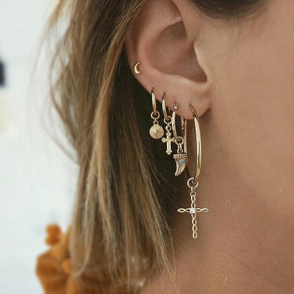 fashion popular earrings arrival earrings set gold women's cross pendant new round hoop street dangle earring trendy metal alloy, Silver
fashion popular earrings arrival earrings set gold women's cross pendant new round hoop street dangle earring trendy metal alloy, Silver