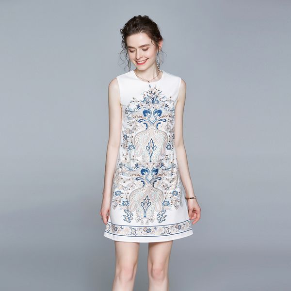 summer office elegant white dresses for women high end round neck a-line tank dress sleeveless print vest above knee mini dress, Black;gray
summer office elegant white dresses for women high end round neck a-line tank dress sleeveless print vest above knee mini dress, Black;gray