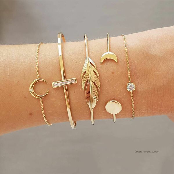 5 pcs/set fashion punk gold chain moon leaf crystal geometry open bracelet set women charm beach accessories gift jewelry, Golden;silver
5 pcs/set fashion punk gold chain moon leaf crystal geometry open bracelet set women charm beach accessories gift jewelry, Golden;silver
