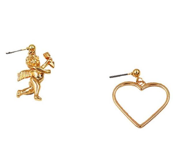 10 pair / lot fashion metal heart cupid angel earrings, Silver