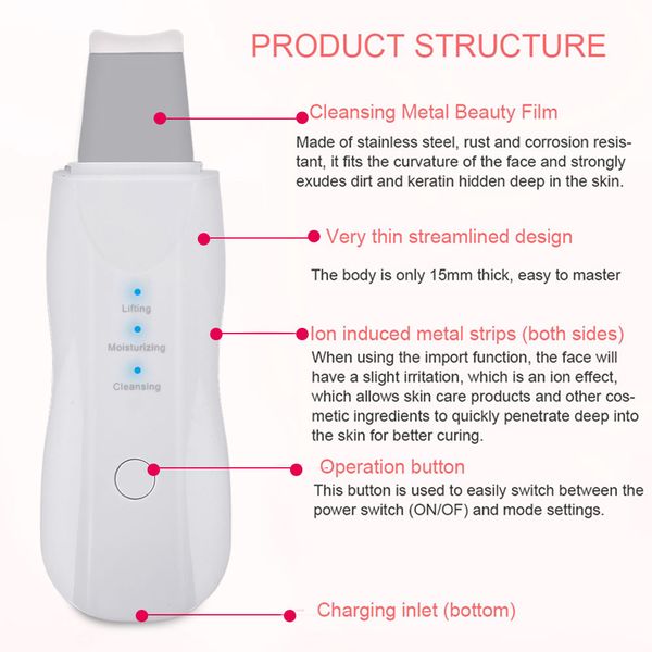 ultrasonic skin scrubber massager machine facial pore cleaner deeply cleaning device anion face care peeling shovel lifting
ultrasonic skin scrubber massager machine facial pore cleaner deeply cleaning device anion face care peeling shovel lifting
