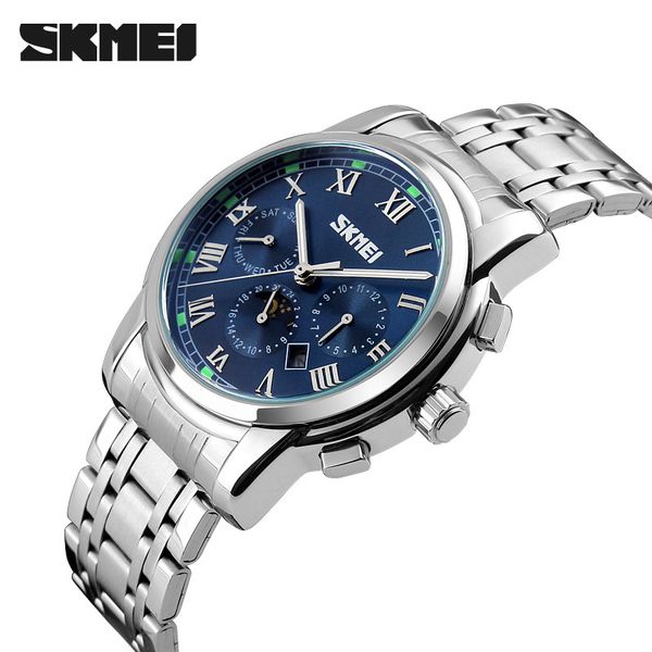 skmei quartz wristwatches men metal mesh stainless steel waterproof watch moon phase complete calendar business watches 9121, Slivery;brown
skmei quartz wristwatches men metal mesh stainless steel waterproof watch moon phase complete calendar business watches 9121, Slivery;brown