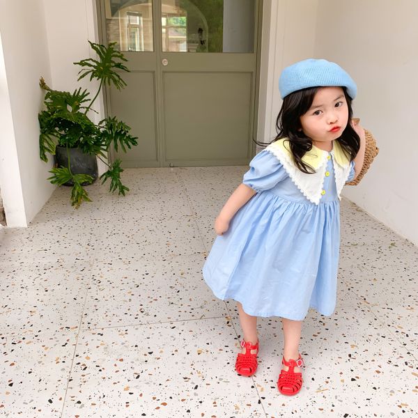 short sleeved girl princess cotton dress summer korea new baby girl sweet lace double lapel dresses kids baby a-line clothing, Red;yellow
short sleeved girl princess cotton dress summer korea new baby girl sweet lace double lapel dresses kids baby a-line clothing, Red;yellow