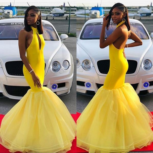 yellow halter neck mermaid evening party gowns simple keyhole backless satin tulle long prom dresses, Black;red
yellow halter neck mermaid evening party gowns simple keyhole backless satin tulle long prom dresses, Black;red