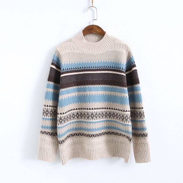 sweater autumn winter women han edition half a turtleneck jacquard easing national wind sweater coat loose casual women, White;black
sweater autumn winter women han edition half a turtleneck jacquard easing national wind sweater coat loose casual women, White;black