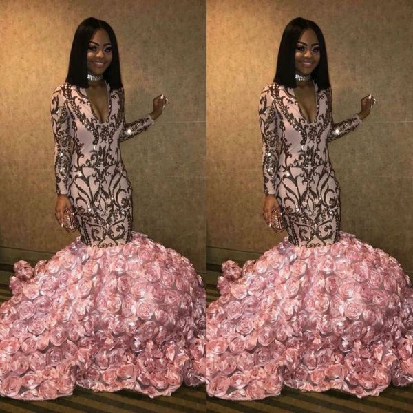 2019 mermaid prom dresses lace sequins plus size long sleeves black girl evening dress v neck sweep train 3d flowers formal party gowns, Black;red
2019 mermaid prom dresses lace sequins plus size long sleeves black girl evening dress v neck sweep train 3d flowers formal party gowns, Black;red