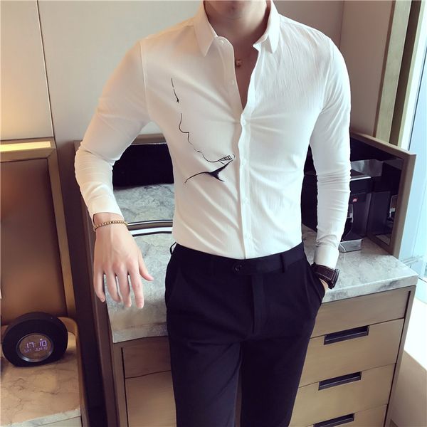 dress shirt men autumn new slim fashion print white black temperament british wind social business casual long-sleeved shirt
dress shirt men autumn new slim fashion print white black temperament british wind social business casual long-sleeved shirt