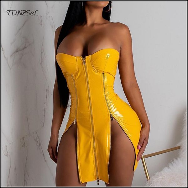 strapless pu patent leather sheath dress women zipper high split slash neck low cut pvc latex short mini bodycon dresses, Black;gray
strapless pu patent leather sheath dress women zipper high split slash neck low cut pvc latex short mini bodycon dresses, Black;gray