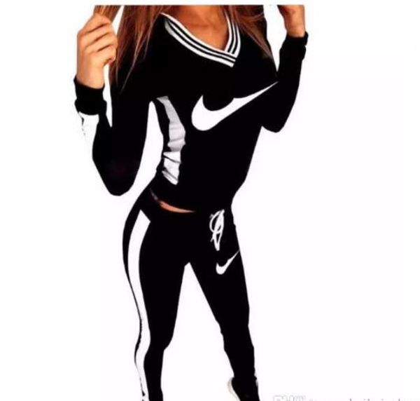 

Новый костюм Женщины Спортивный костюм Толстовка Толстовка + Pant Беговая Femme W6 Найк S Marque Survetement Спортивная 2рс Set