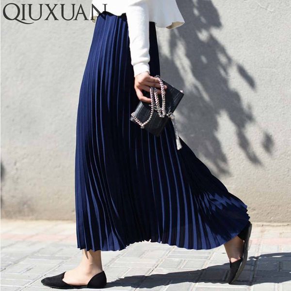 qiuxuan women maxi solid color skirts spring elastic high waist pleated skirt ankle length skirt female casual skirts multicolor, Black
qiuxuan women maxi solid color skirts spring elastic high waist pleated skirt ankle length skirt female casual skirts multicolor, Black