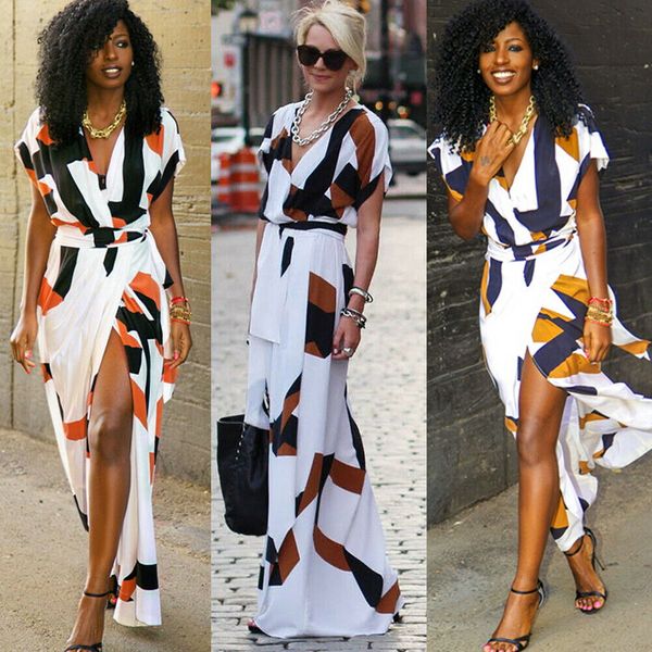 summer women boho long evening party casual beach dress women girl short sleeve split v neck dresses, Black;gray
summer women boho long evening party casual beach dress women girl short sleeve split v neck dresses, Black;gray