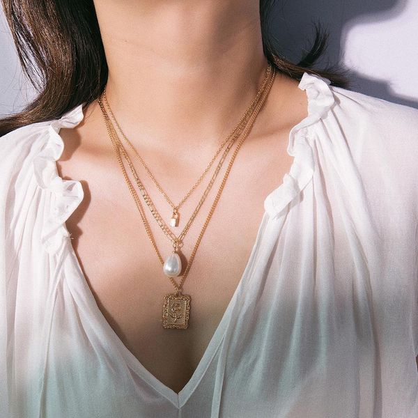 kmvexo 2019 multilayers simulated pearl lock pendant necklaces for women vintage gold color flowers geometric necklace jewelry, Silver
kmvexo 2019 multilayers simulated pearl lock pendant necklaces for women vintage gold color flowers geometric necklace jewelry, Silver