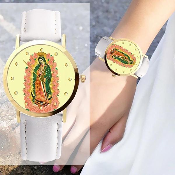 leather strap quartz watch women virgin mary print dial analog wristwatch leather strap sport ladies elegant wrist watch girl, Slivery;brown
leather strap quartz watch women virgin mary print dial analog wristwatch leather strap sport ladies elegant wrist watch girl, Slivery;brown