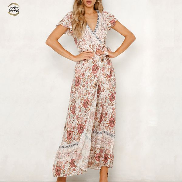 2019 summer women floral print boho dress v-neck high split beach long dress causal short sleeve sashes wrap maxi dresses, Black;gray
2019 summer women floral print boho dress v-neck high split beach long dress causal short sleeve sashes wrap maxi dresses, Black;gray