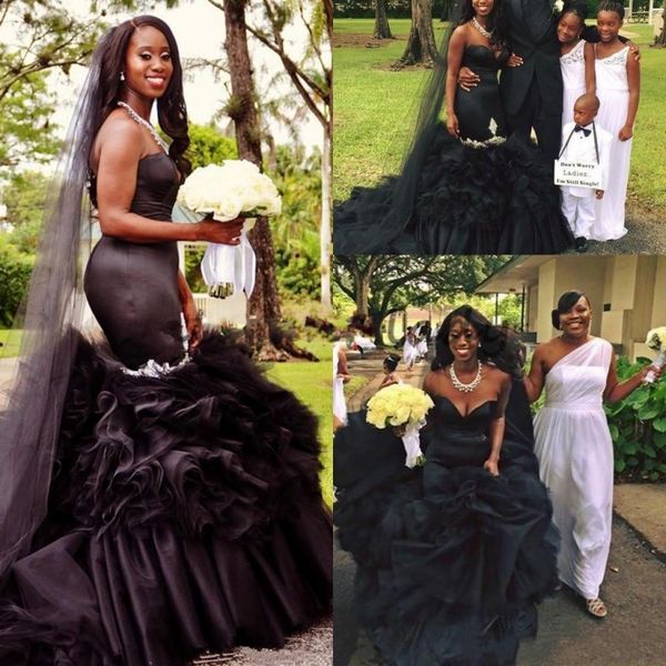 garden black mermaid wedding dresses ruffles skirt beaded modest sweetheart nigerian african fishtail bridal gowns, White
garden black mermaid wedding dresses ruffles skirt beaded modest sweetheart nigerian african fishtail bridal gowns, White