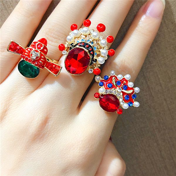 creative chinoiserie beijing opera facial makeup rings for women personality crystal adjustable finger ring girls party jewelry, Silver
creative chinoiserie beijing opera facial makeup rings for women personality crystal adjustable finger ring girls party jewelry, Silver