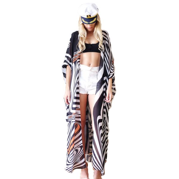 forerun zebra striped beach dress chiffon cover up beach woman casual summer long kimono cardigan bikini cape robe de plage, White;black
forerun zebra striped beach dress chiffon cover up beach woman casual summer long kimono cardigan bikini cape robe de plage, White;black