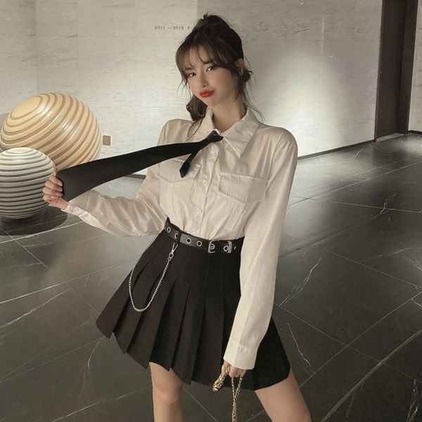 2020 новый корейский стиль колледжа стиль сыпучие slim-looking все матча рубашка высокой талией плиссированные юбки двухсекционный костюм же, White
2020 новый корейский стиль колледжа стиль сыпучие slim-looking все матча рубашка высокой талией плиссированные юбки двухсекционный костюм же, White