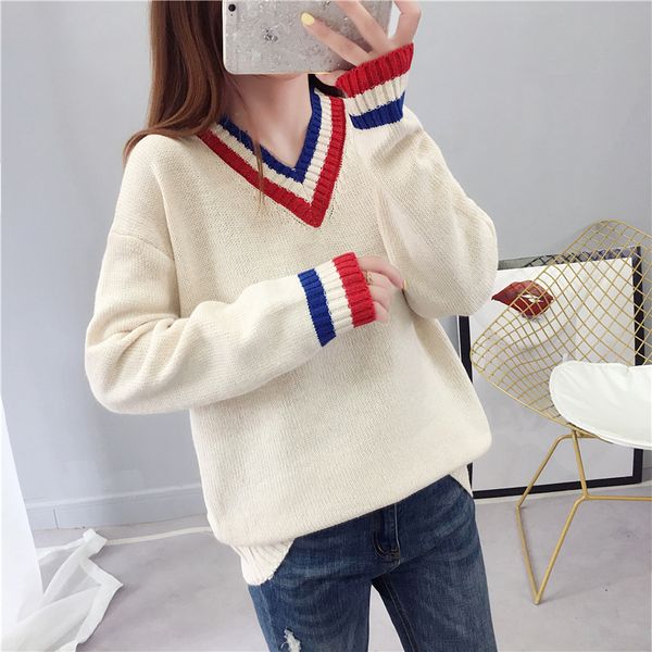 women's sweater undershirt with fall sweater new korean version of loose pullover versatile, White;black
women's sweater undershirt with fall sweater new korean version of loose pullover versatile, White;black