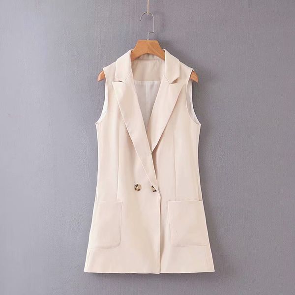 2019 women elegant sleeveless vest blazer notched collar pockets female double breasted causal stylish outwear waistcoats ct254, Black;white
2019 women elegant sleeveless vest blazer notched collar pockets female double breasted causal stylish outwear waistcoats ct254, Black;white