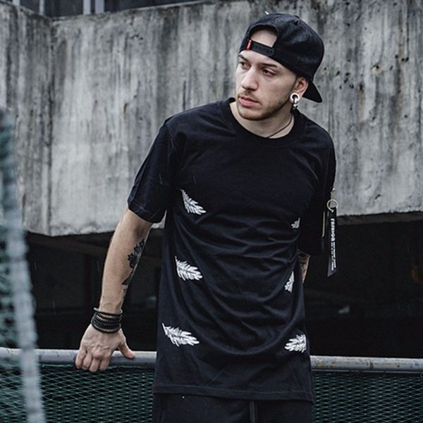 summer hip hop t shirt fashion mens black feather print+embroidery tees shirts, White;black
summer hip hop t shirt fashion mens black feather print+embroidery tees shirts, White;black