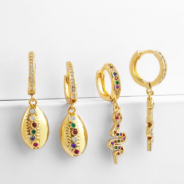 fashion multicolor zircon hoop earrings for women gifts new arrival 2 styles rainbow shells snake earrings, Golden;silver
fashion multicolor zircon hoop earrings for women gifts new arrival 2 styles rainbow shells snake earrings, Golden;silver