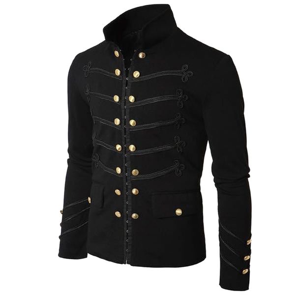 men's coat jacket gothic embroider button coat uniform costume praty outwear, Black;white
men's coat jacket gothic embroider button coat uniform costume praty outwear, Black;white