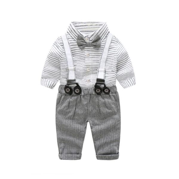 2 sets children's clothing autumn and winter boy striped bow tie shirt + suspenders + casual pants baby gentleman style birthday clothe, White
2 sets children's clothing autumn and winter boy striped bow tie shirt + suspenders + casual pants baby gentleman style birthday clothe, White