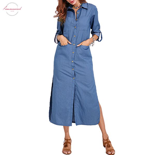 s 5xl 2020 spring casual dresses fashion denim blue dress women casual lapel long sleeve long shirt vestido elegant work ol sundress, Black;gray
s 5xl 2020 spring casual dresses fashion denim blue dress women casual lapel long sleeve long shirt vestido elegant work ol sundress, Black;gray