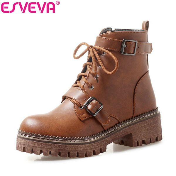 esveva 2020 woman boots round toe western style shoes zip winter women ankle boots square heels shoes platform high heels 34-43, Black
esveva 2020 woman boots round toe western style shoes zip winter women ankle boots square heels shoes platform high heels 34-43, Black