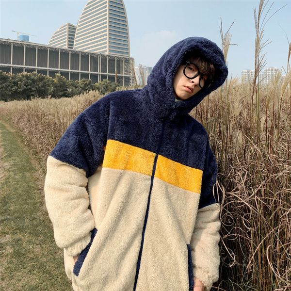winter lamb fur jacket men's warm parka men fashion contrast casual hooded coat man wild loose thick jacket male clothes, Black
winter lamb fur jacket men's warm parka men fashion contrast casual hooded coat man wild loose thick jacket male clothes, Black
